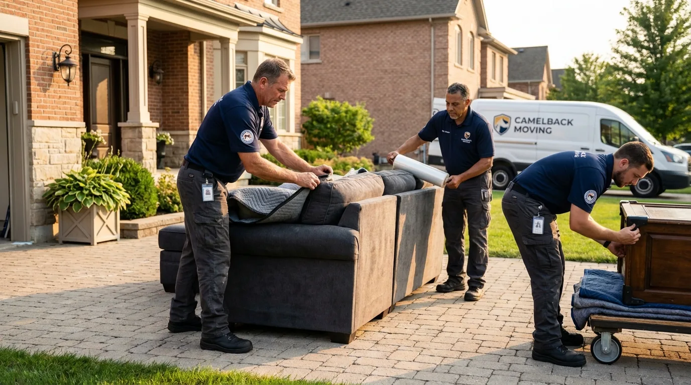 Large estate moving crew wrapping furniture in Springfield, MO