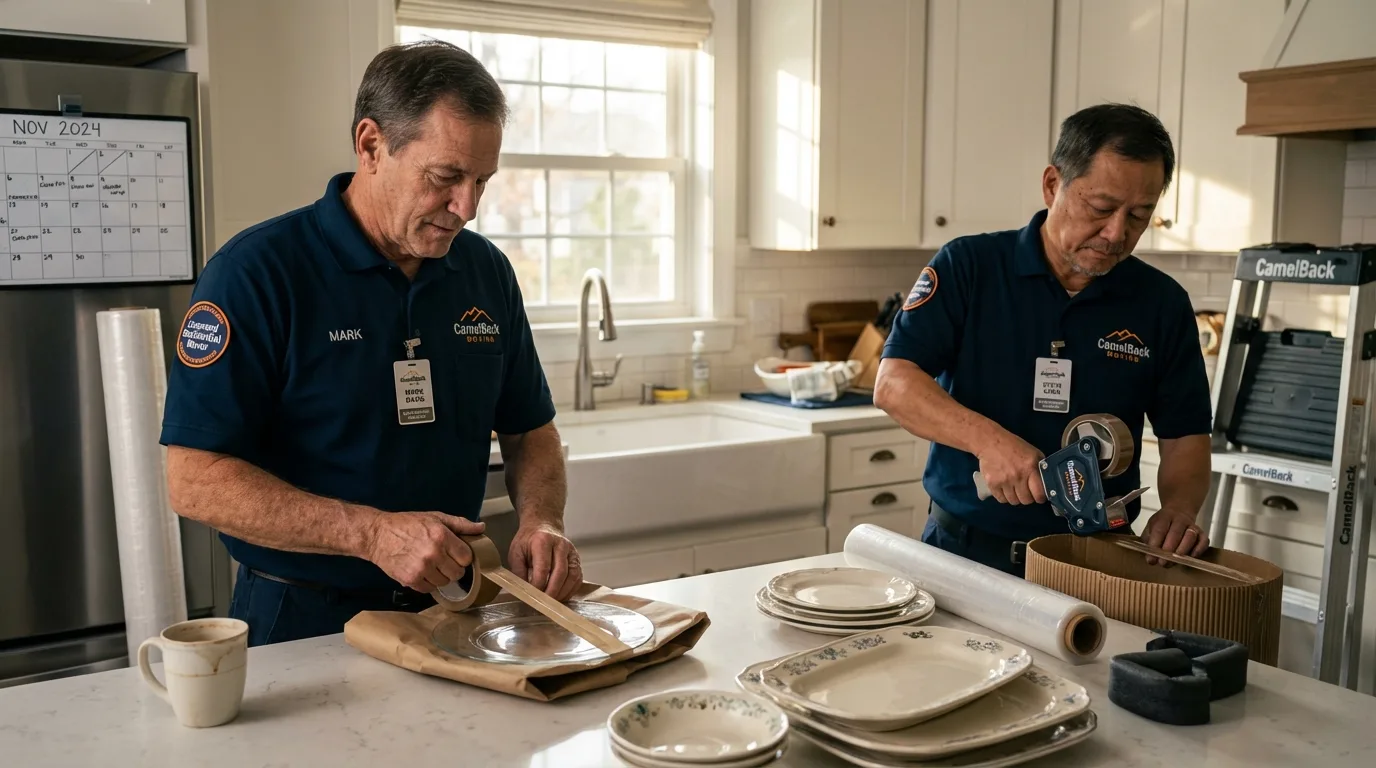 Professional crew packing kitchen dishware in Springfield, MO